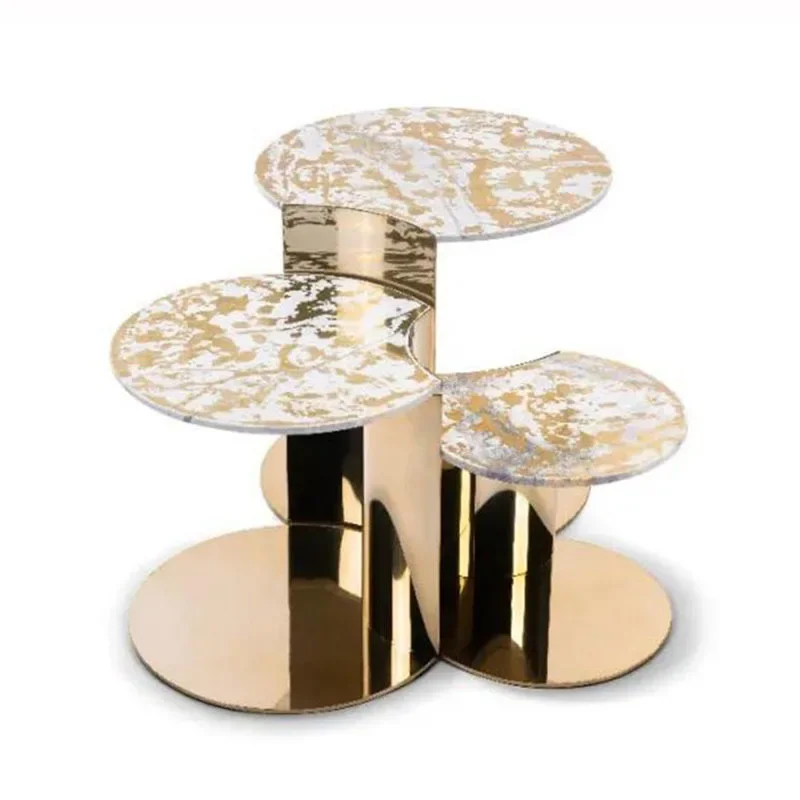 Italian Light Luxury Three-round Petal Coffee Table Simple Metal Special-Shaped Combination