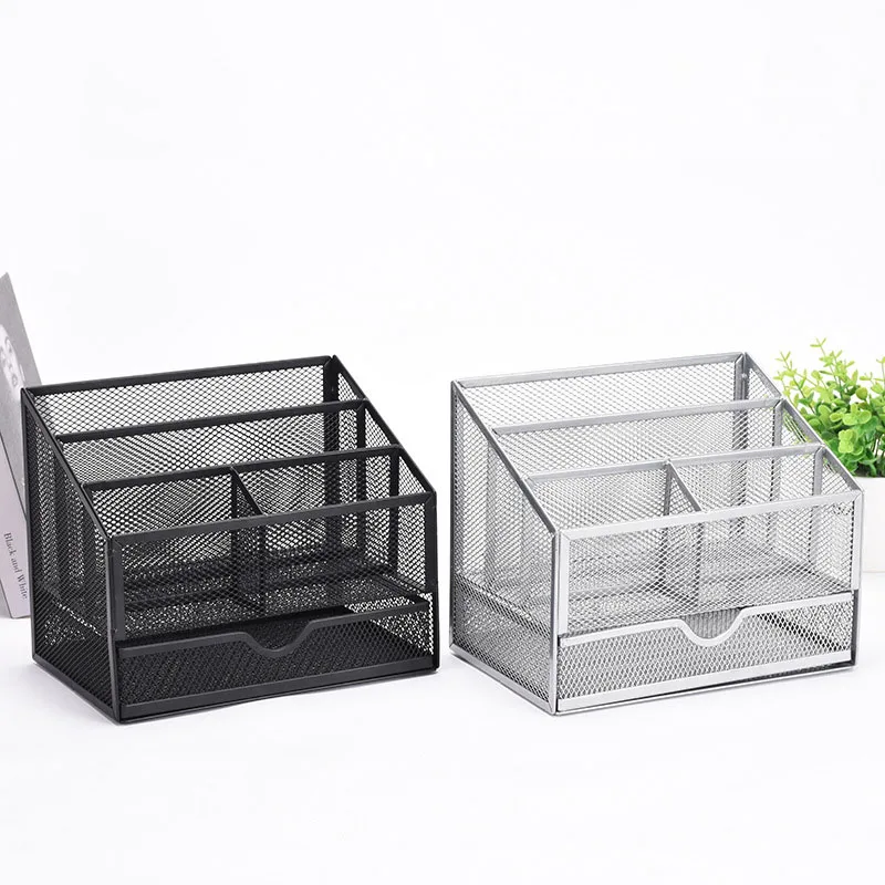 Metal Mesh Pen Holder Multifunctional And Durable Letter Compartment Drawer Storage Box for Office Desktop Storage