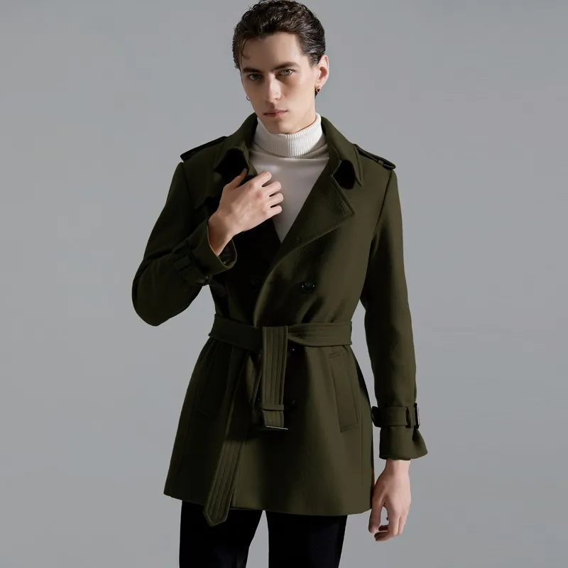 New Wool Men's Overcoat Luxury Medium Length Double Breasted Winter Casual Male Coats Fashion Slim Fit Man Jackets 4XL