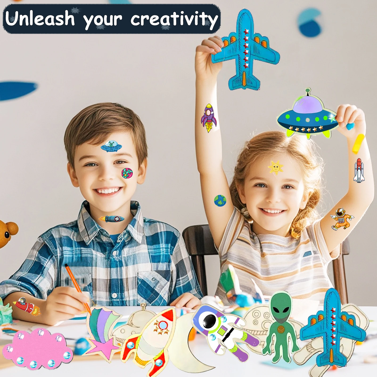 234PCS 우주 테마 나무 DIY 핸드메이드 세트, 우주 핸드메이드 세트, 생일 핸드메이드 세트, DIY 핸드메이드 세트, 공예 세트