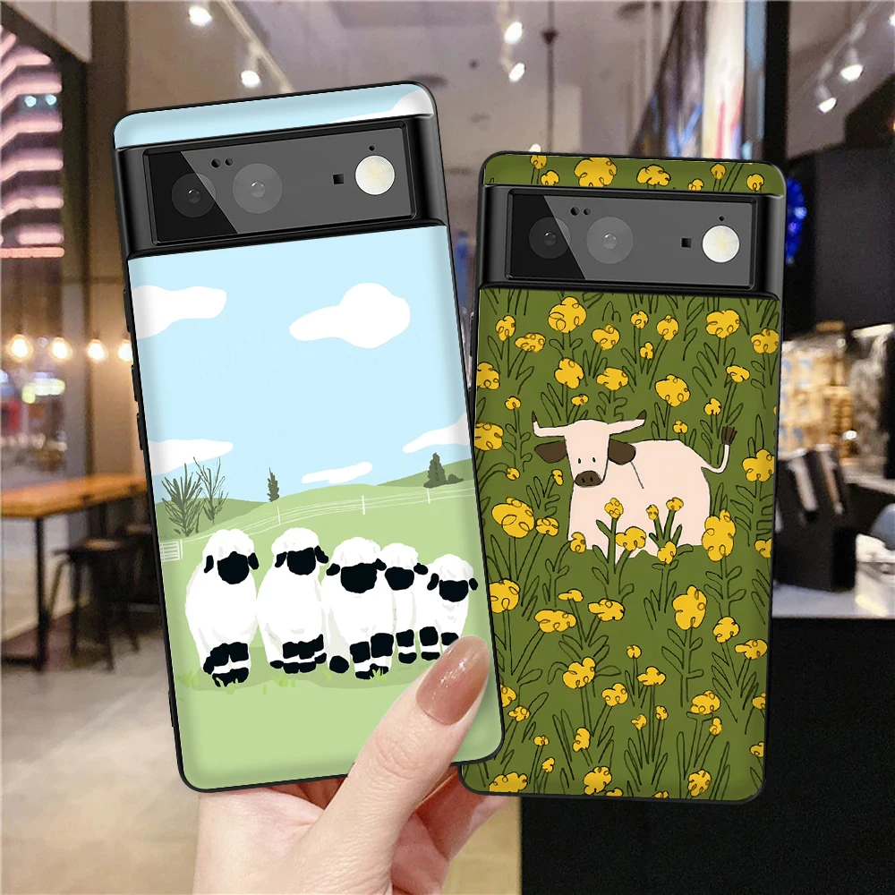 Cartoon Sheep Case for Google Pixel 7 7Pro 6a 6 6Pro Back Shell Covers for Pixel 4XL 4 4a 2 2XL 3 3XL 3a 3aXL 5 5a 5G Fundas