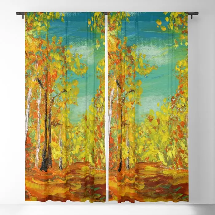 

Nature Landscape Autumn Birch Trees Blackout Curtains 3D Print Window Curtains for Bedroom Living Room Decor Window Treatments