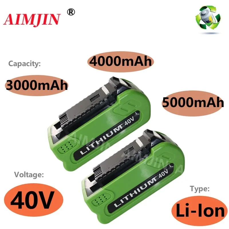 for Greenworks 40V 3.0/4.0/5.0Ah Li-Ion Replace battery compatible all for Greenworks 40V lawn mower Electric tool battery