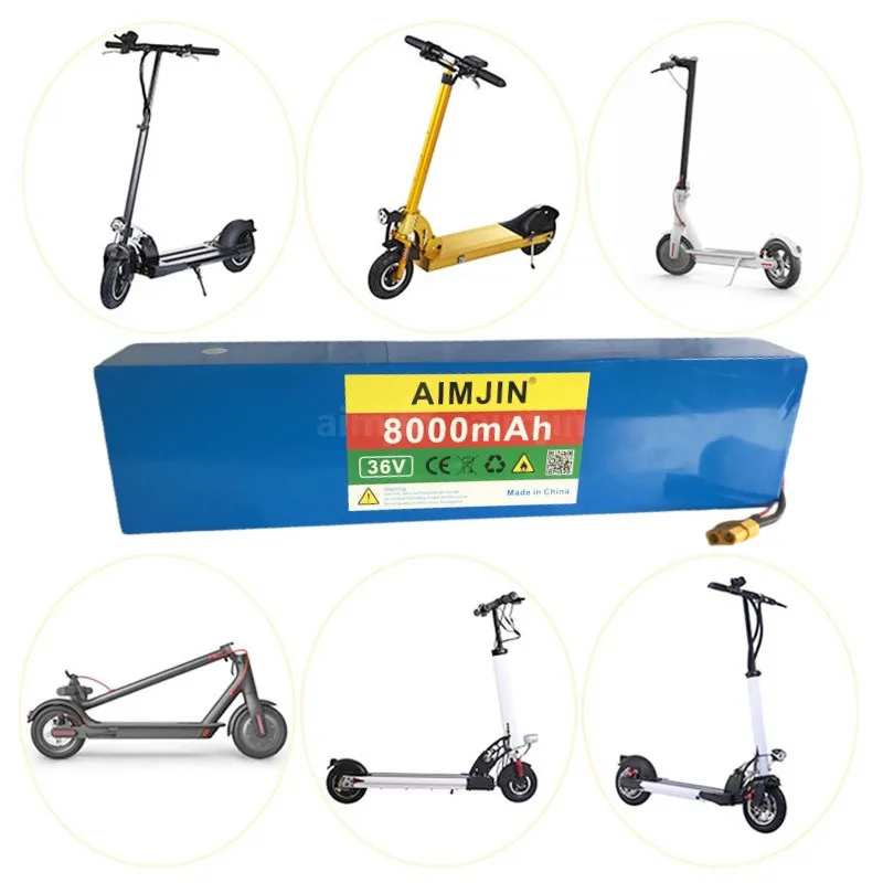 Paquete de batería de litio recargable, 36V, 18.0Ah, 18650, 10S3P, 8000mAH, 500W, alta potencia, para bicicleta, Scooter, coche, con BMS, XT60