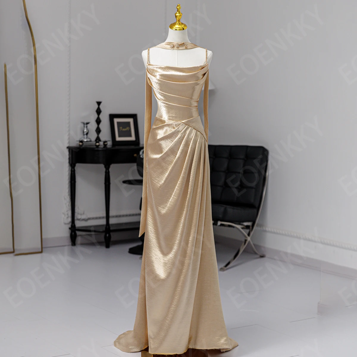 

EOENKKY Strapless Prom Dresses Woman Sleeveless Spaghetti Straps Mermaid Party Dress Customized vestidos de fiesta elegantes