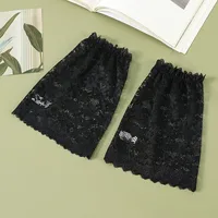 New Soft Lace Sleeves Solid Color Breathable Decorative Cuffs Elastic Wrist Mesh Bell Sleeves for Casual Outfits 4