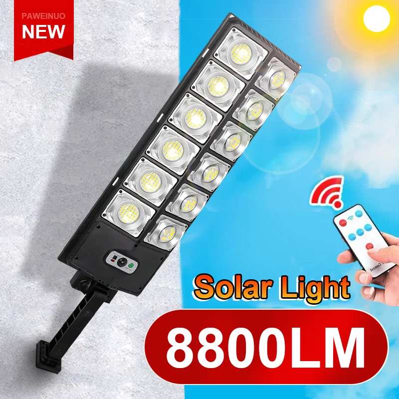 

8800LM Super Bright LED Solar Light Street Light Sunlight Power Wall Lamp Remote Control 360 LED COB Motion Sensor Garden Light