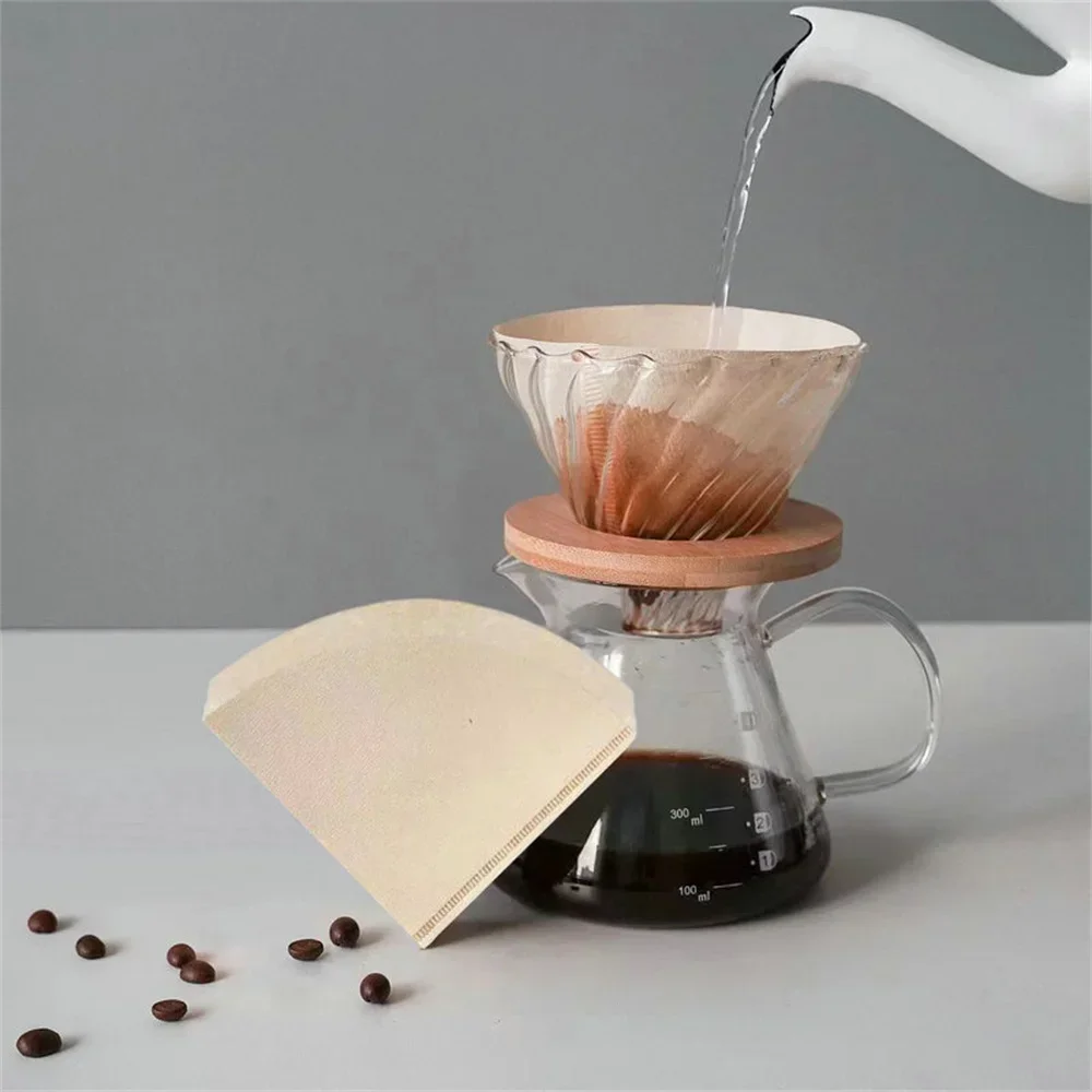 40/100 PCS V-shaped Coffee Filter Paper Coffee Cup Filter Paper 1-4 Pieces of Hand Brewed Coffee Pot Filter Paper Coffee Pot