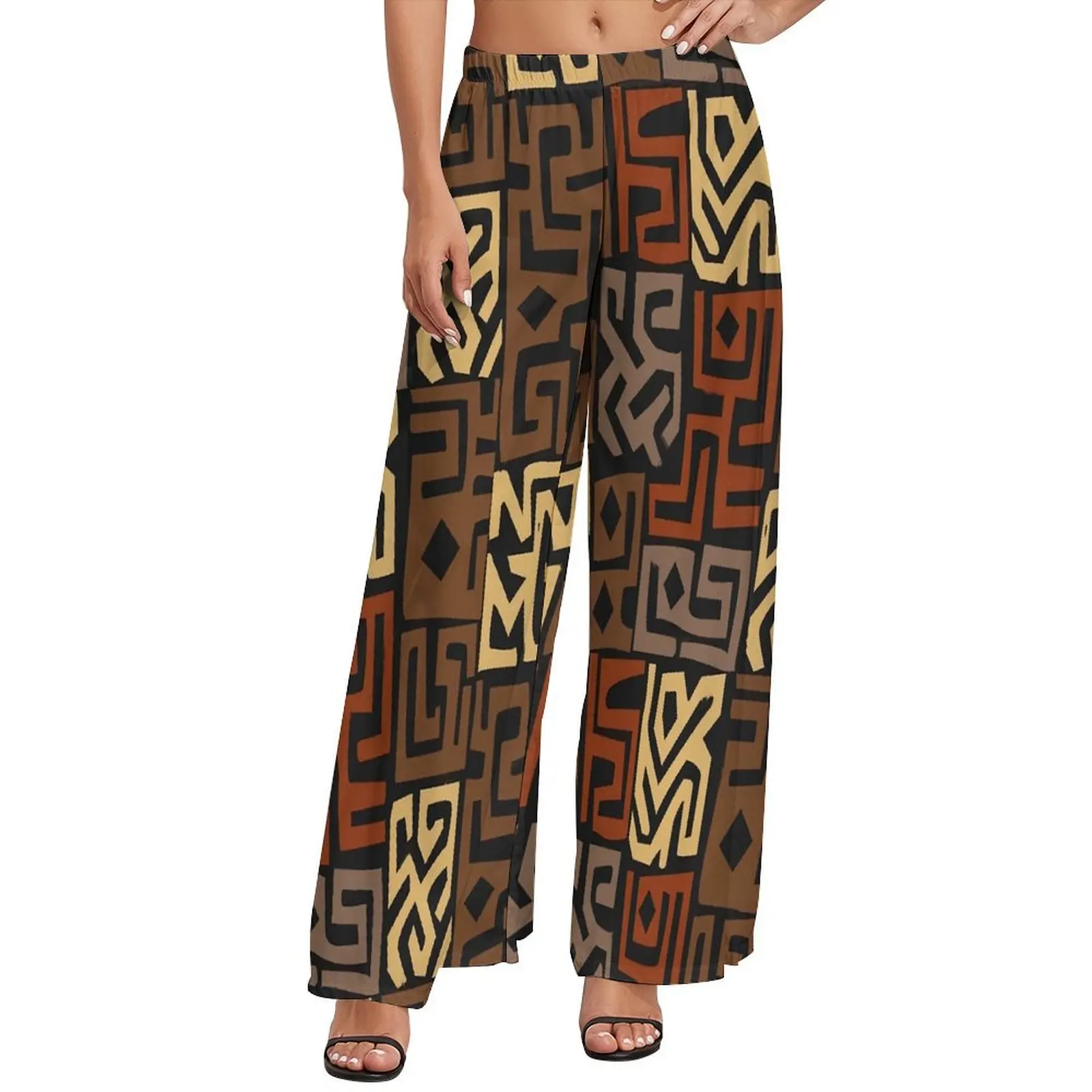

African Ethnic Print Pants Abstract Art Sexy Wide Pants Womens Big Size Street Fashion Graphic Straight Trousers