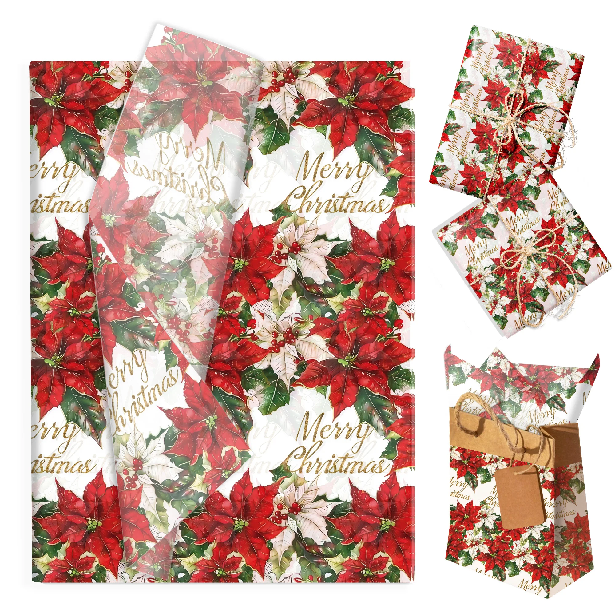 20/50 stücke Weihnachten Seidenpapier Weihnachtsstern Blume Für Weihnachten Party Geschenkpapier Frische Blume Dekoration Party Supplies
