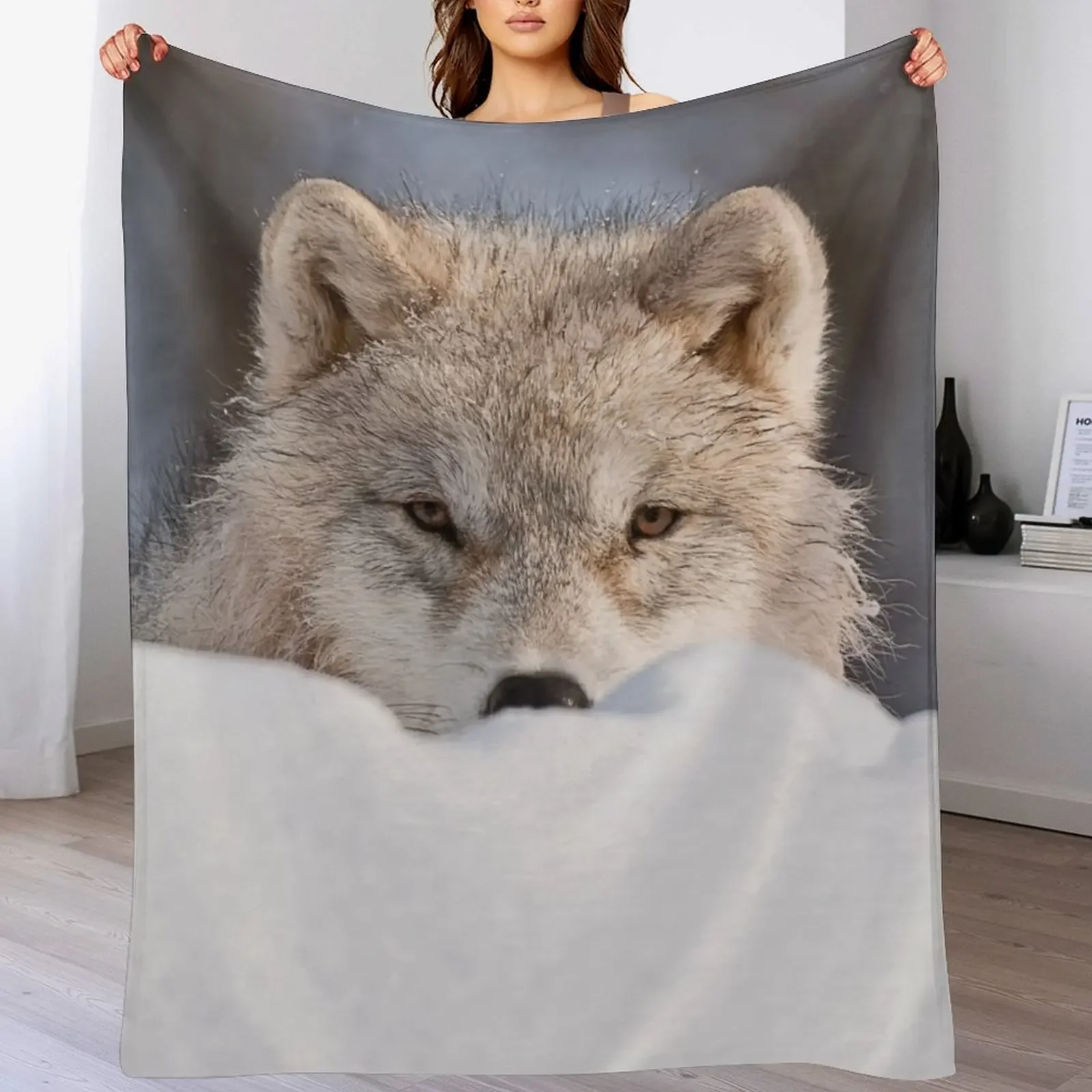 Arctic Wolf Throw Blanket Cozy Throw Blanket for Bed Sofa Chair