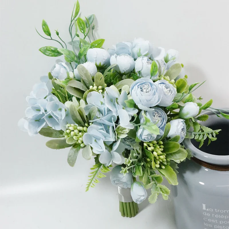 Ramo de flores de boda para novia, accesorios artificiales naturales para novia