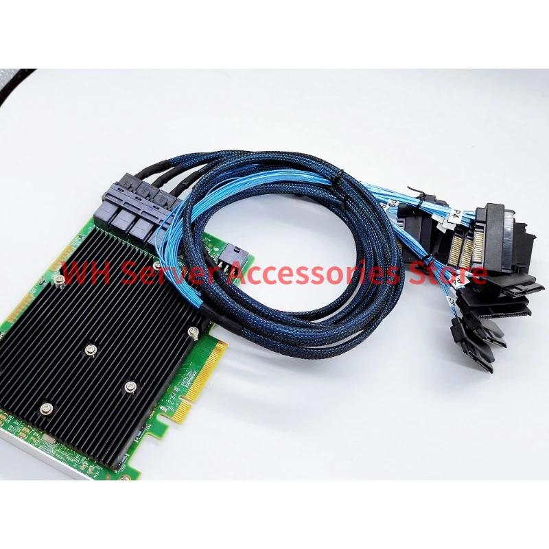 for LSI 9300-16i HBA Card SAS Controller PCI-E 12Gbps IT Mode + 4* SFF-8643 to 4x SFF-8482 SAS Cable for TrueNAS UnRAID ZFS NAS