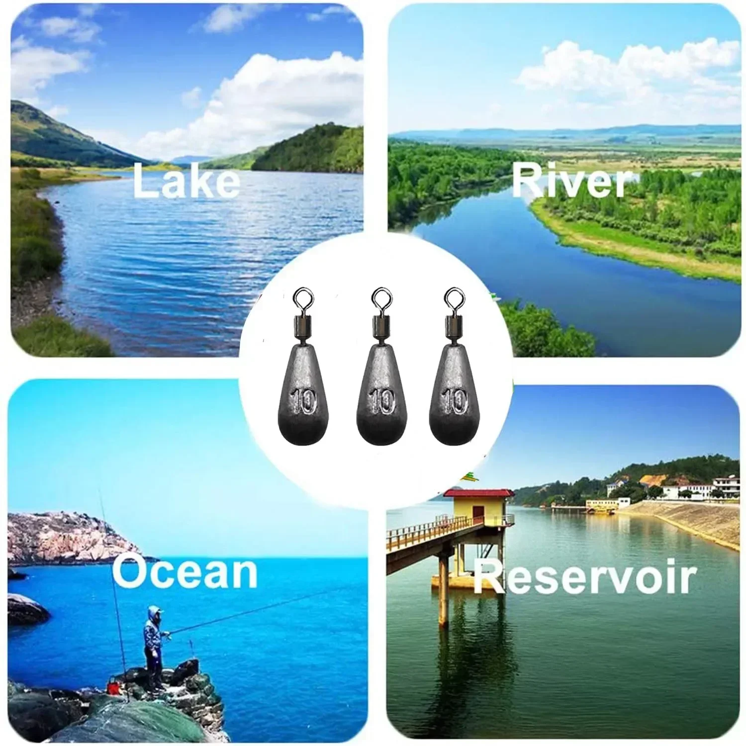 

10pcs/lot Fishing Weight Sinker 3.5g 5g 7g 10g 14g 20g Water Drop Weights Fishing Tackle Accessories