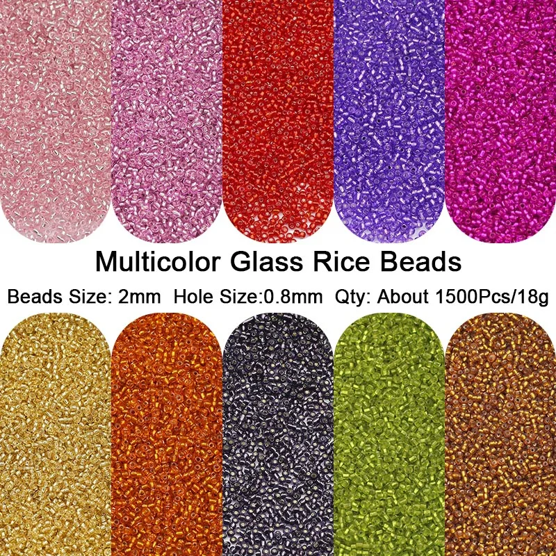 2mm 1500pcs 18g Glass Craft Beads Silver Colour Inside Seed Beads Bracelets Necklace earrings Making Seedbeads For DIY Art Craft