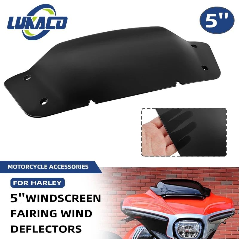 

Black Motorcycle Accessories 5" Wave Windshield Windscreen Wind Splitter for Harley Touring CVO Street Glide FLHX FLHXSE 23-24
