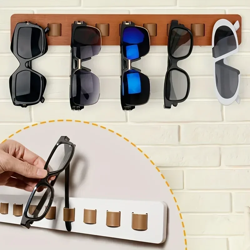 

Wall-mounted 9-hole Glasses Storage Rack, Bamboo Wood Eyeglasses Hanging Holder, Sunglasses Organizer Storage