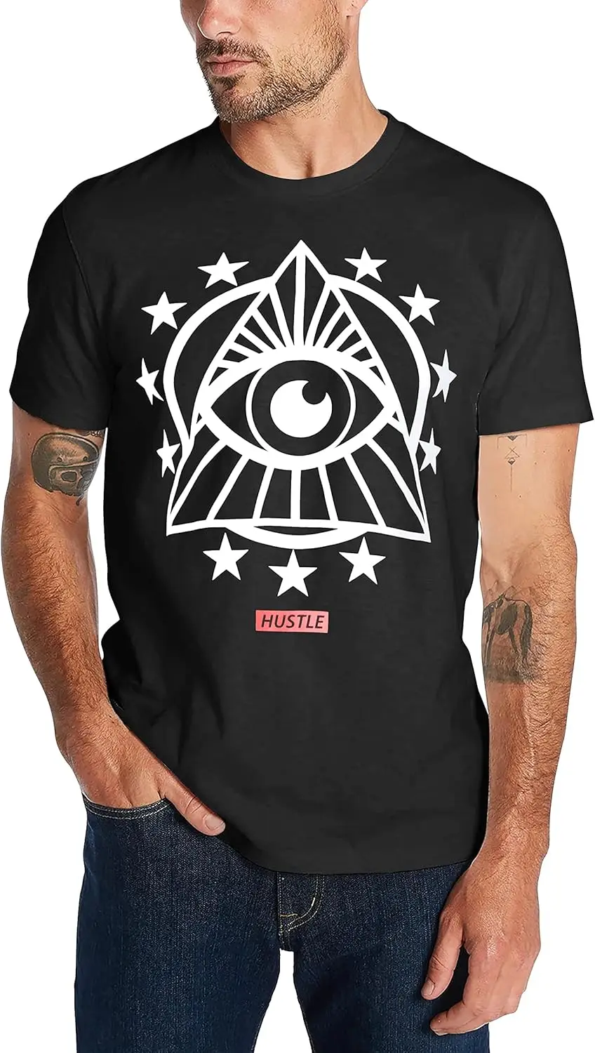 Mens Graphic Print All Seeing Eye Illuminati Conspiracy Short Sleeve T Shirt