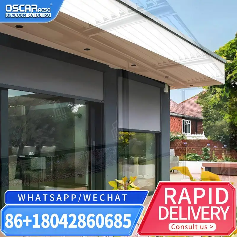 

Plain Windproof High Strength Outdoor Waterproof Zip Track Screen Motorized Roller Blinds for Home Patio Garden Rolling Blind