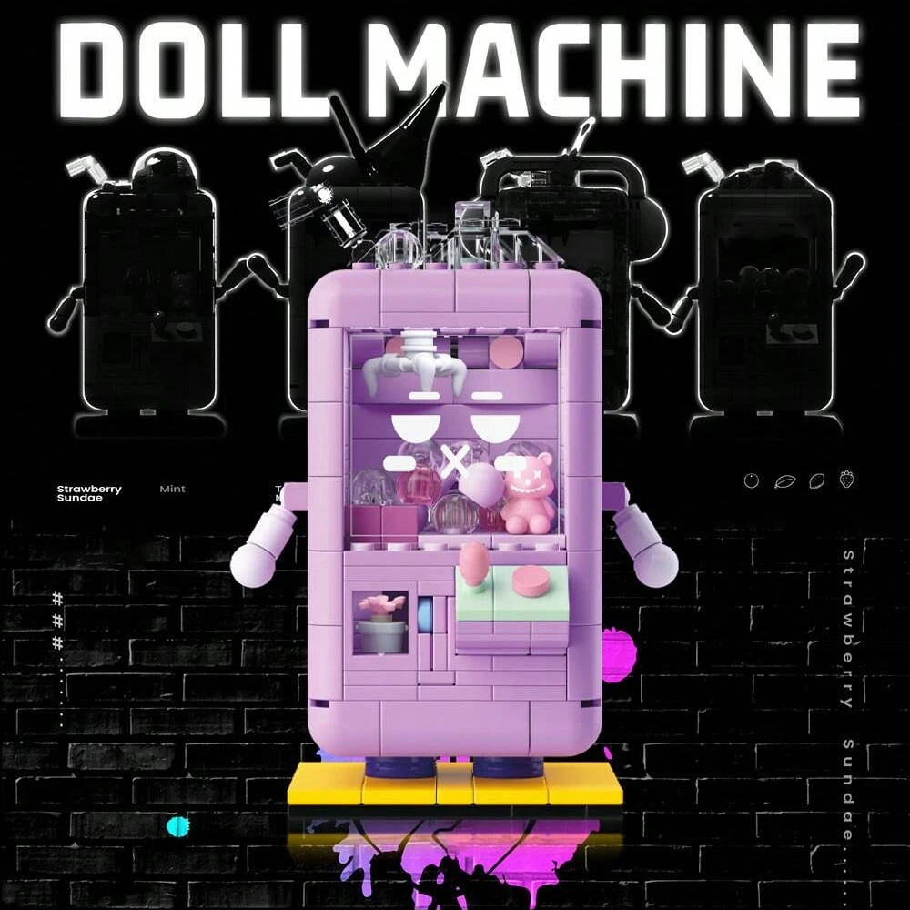 WLtoys 2096 كارتون الفراولة الآيس كريم آلة دمية صغيرة تصميم نموذج ، ممر إلكتروني بناء لعبة المكعبات ، ديكور المنزل ، كريس #3