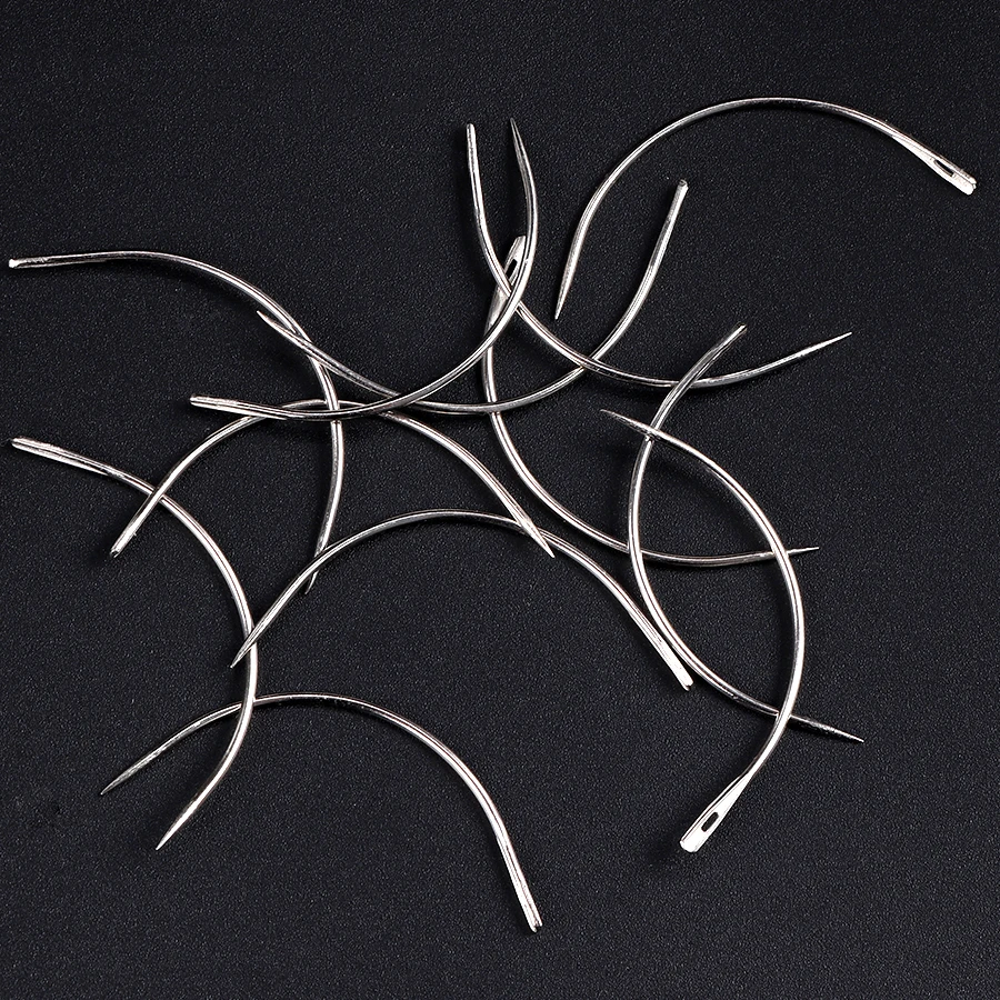 Plussign 12Pcs/Lot Stainless Steel Curved Needles C Type Wig Making Needles Making Lace Wig Hair Necessary Accessories Tools