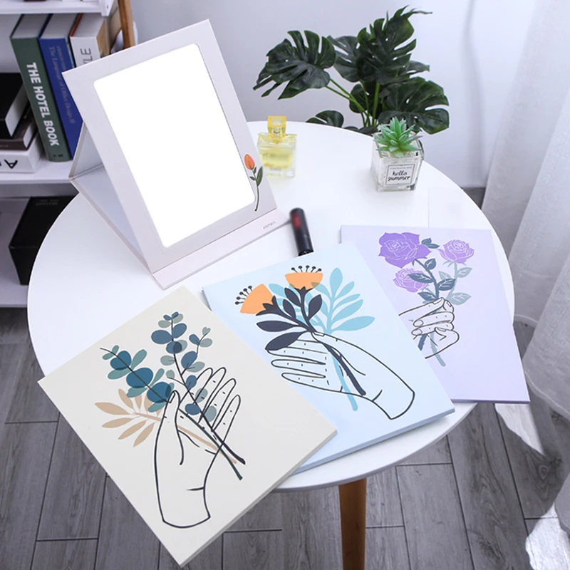 Espejo de maquillaje portátil para mujer, espejo de tocador con tapa cuadrada, plegable, herramientas de estilismo para maquillaje y belleza