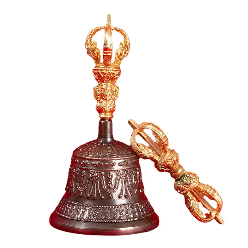 Nepal Handmade Brass Bell Vintage Chakra Tibetan Bells Chimes Buddhist Yoga Meditation Bell Sound Healing Instrument Ornaments