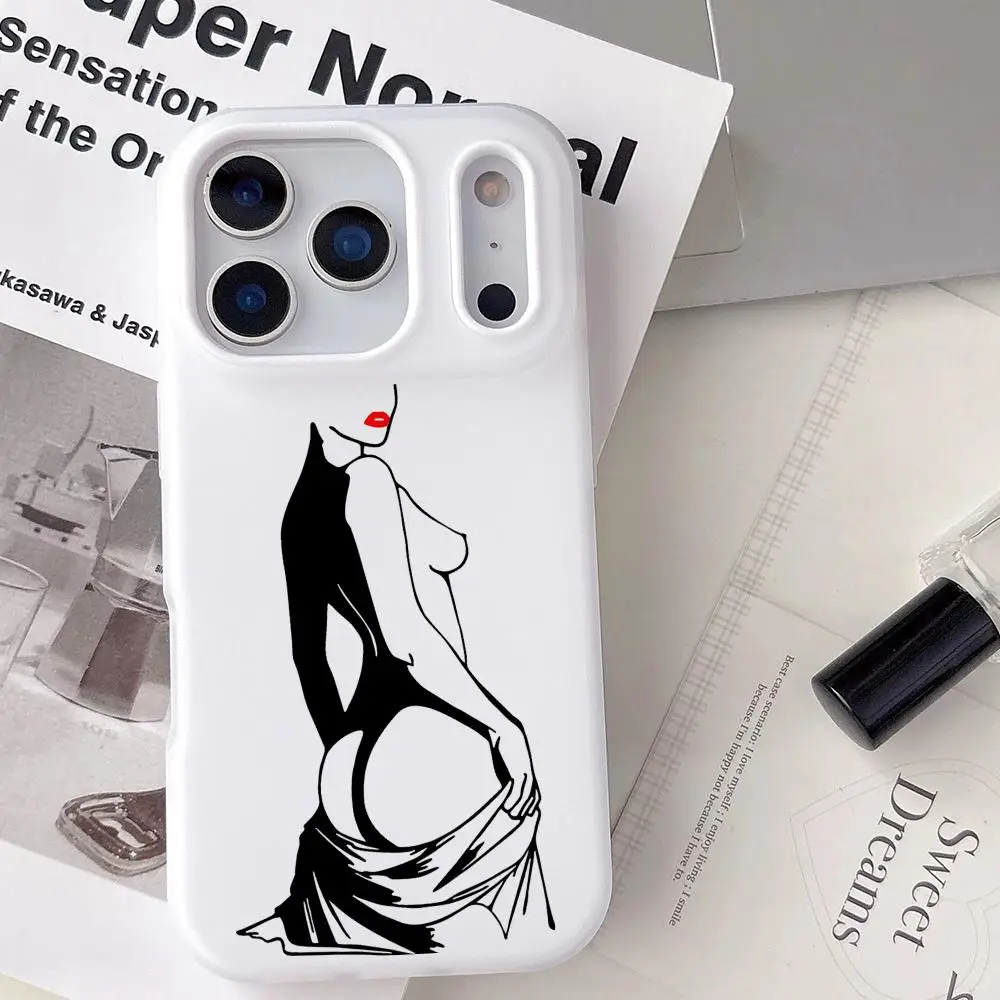 Funda de teléfono Nude Woman Line Art para iPhone 17 16 15 14 13 12 11 Pro Max Plus Mini funda transparente de gelatina a prueba de golpes