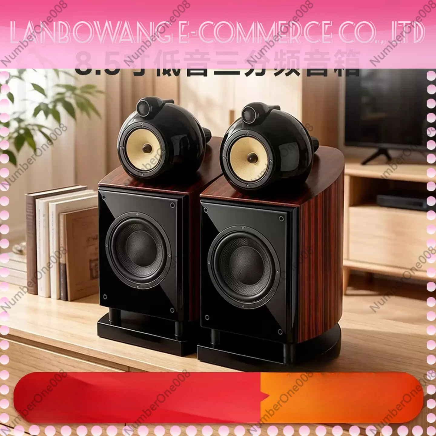 8 Inch Passive Bookshelf HiFi Speaker Stereo Audio Loudspeaker for Home Theater