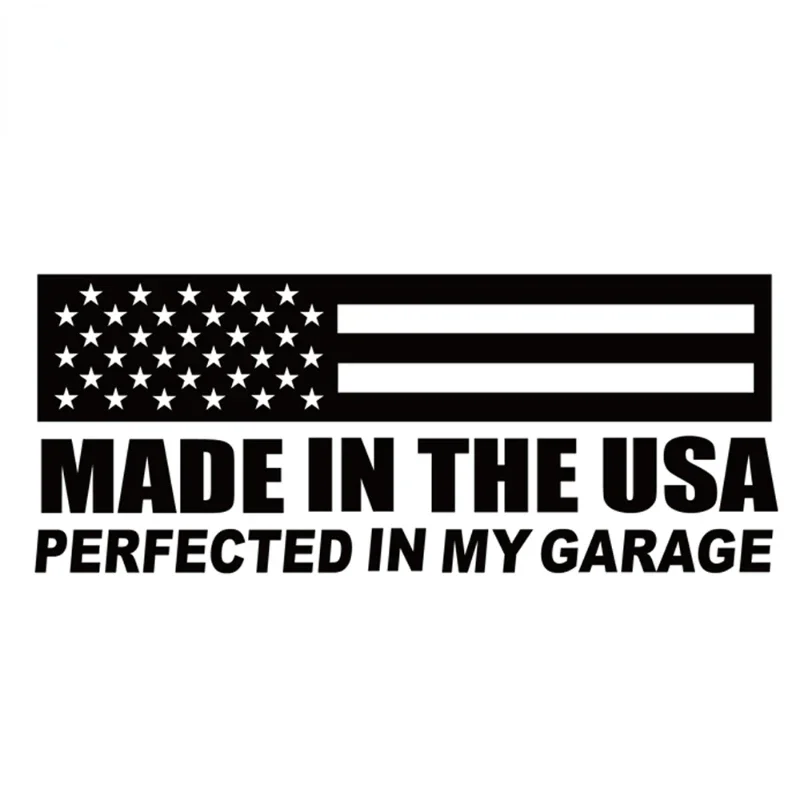 15cm MADE IN THE USA PERFECTED IN MY GARAGE Cute, Car Accessories Decoration Products Custom Stickers on Motorcycle Stylish, PVC