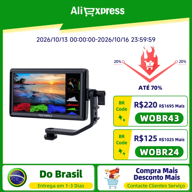Feelworld fw568 v3 Polegada fw 568 câmera fotográfica 4k 3d monitor de campo hdmi full hd vídeo pico foco para mirrorless dslr sony
