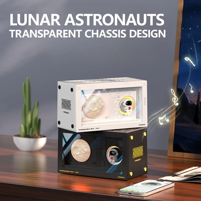 Transparente Mech Design Astronaut Planet drahtlose Bluetooth-Lautsprecher Hifi Subwoofer Sound box Home Dekoration Nachtlicht Lautsprecher