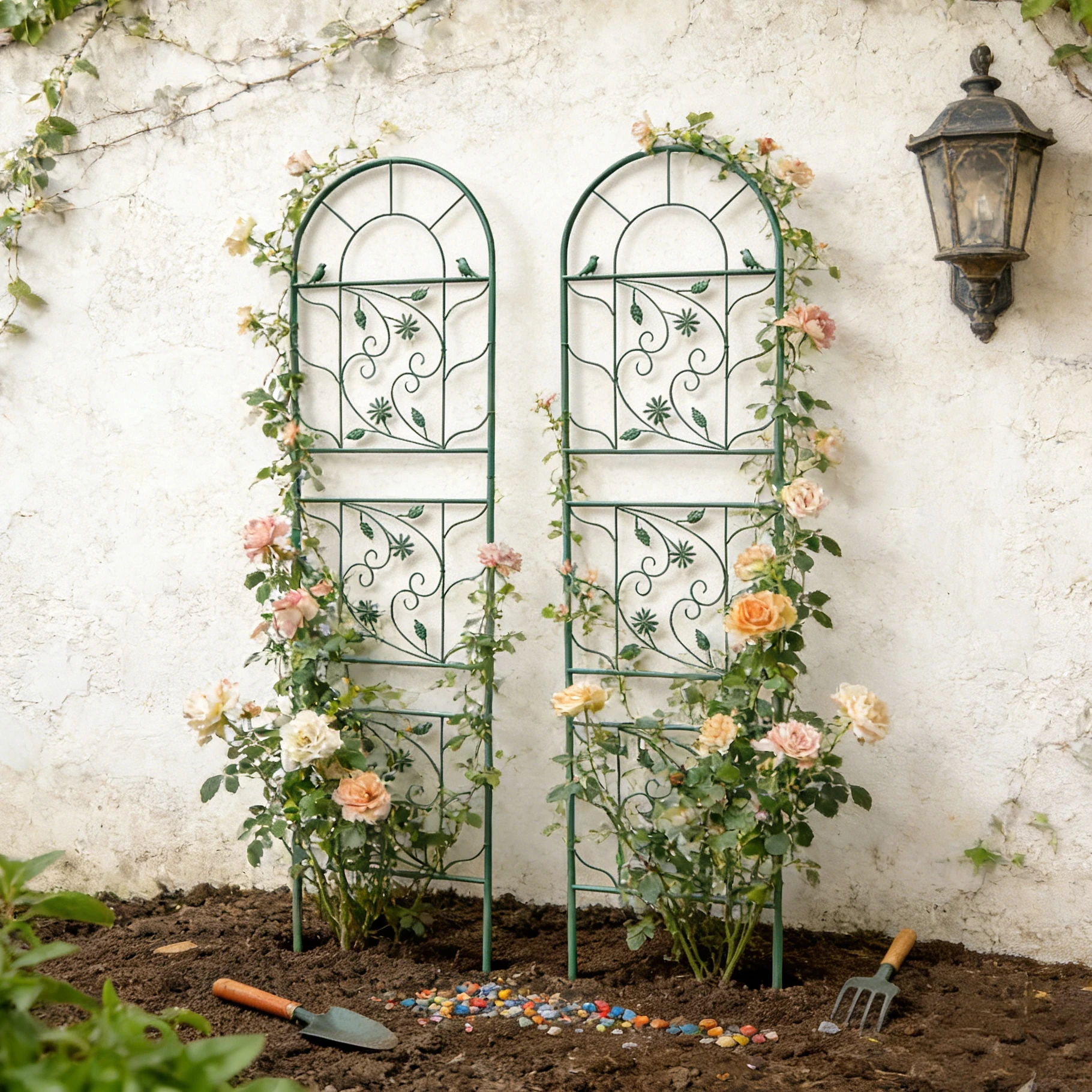 European and American style clematis plant climbing trellis, iron grid screen, ultra-high stand, European-style outdoor garden plant support pole