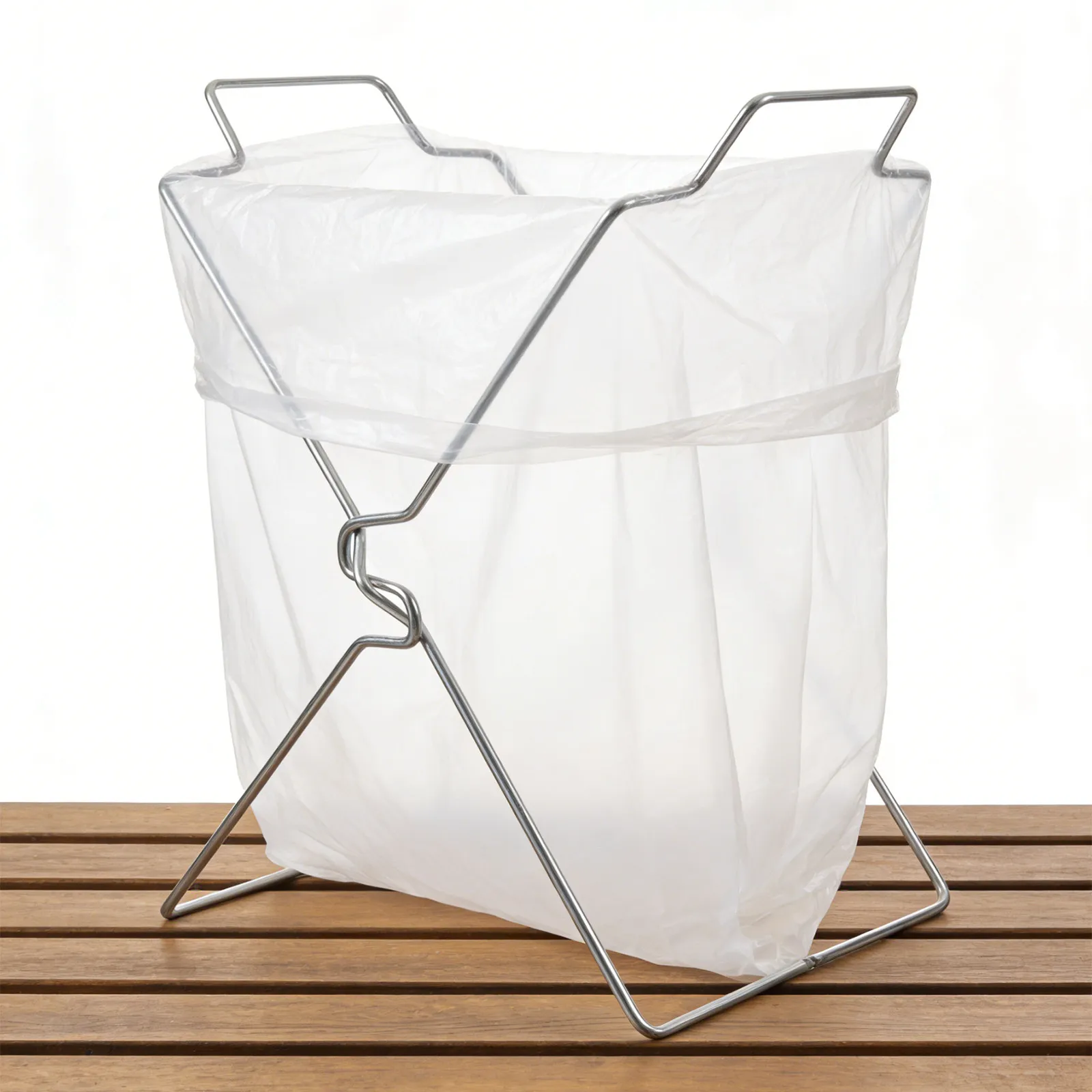 2Pcs Compact Foldable Trash Bag Holder Stand Heavy Duty Steel Garbage Bag Support for Picnic Camping Party Indoor Outdoor Use