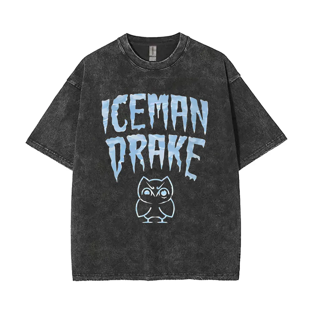 

Washed Vintage Rapper Drake ICEMAN T-shirt Men Women Hip Hop Fashion Short Sleeved T Shirts Male Casual Loose Oversized T-shirts