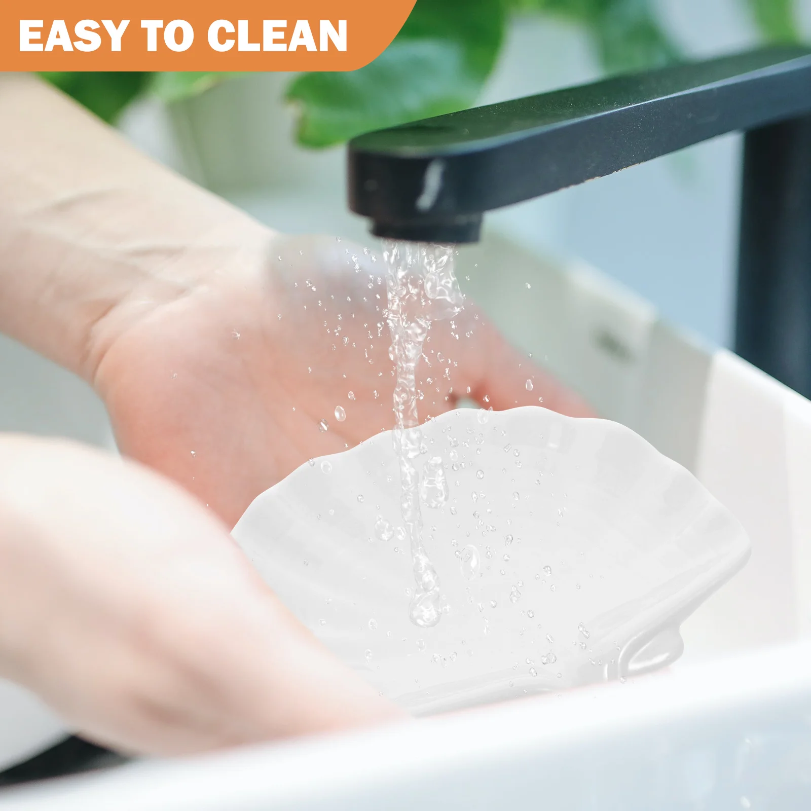 

Shell Shaped Ceramic Soap Dish Bathroom Soap Holder Tray Non Slip Functional Bathroom Storage Organizer