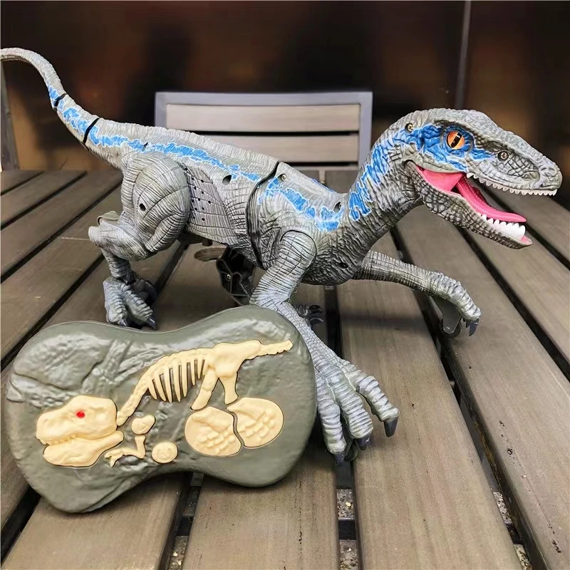 RC Dinosaur Raptor Robot electronic Intelligent 2.4G Remote Control Animals Music Light Toy Electric Toys For Children boys gift