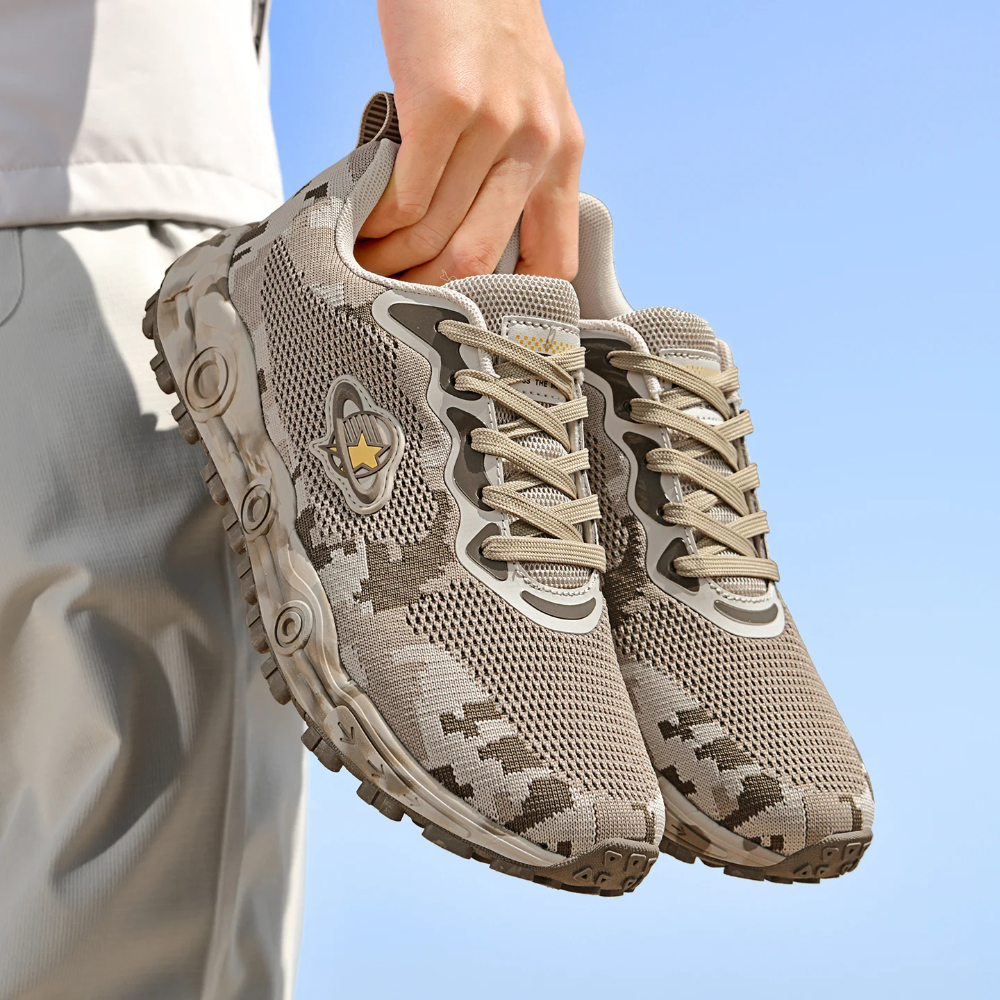 

Мужские камуфляжные кроссовки для хайкинга с дышащей сеткой, амортизацией EVA, противоскользящей подошвой, для треккинга и тренировок на открытом воздухе