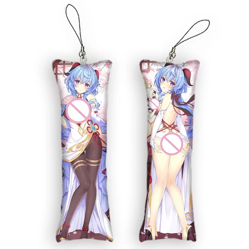 

Genshin Impact Ganyu Anime Mini Dakimakura Double-Sided Printed Small Pillow Pendant Cute Genshin Keychain Bag Hanging Ornament