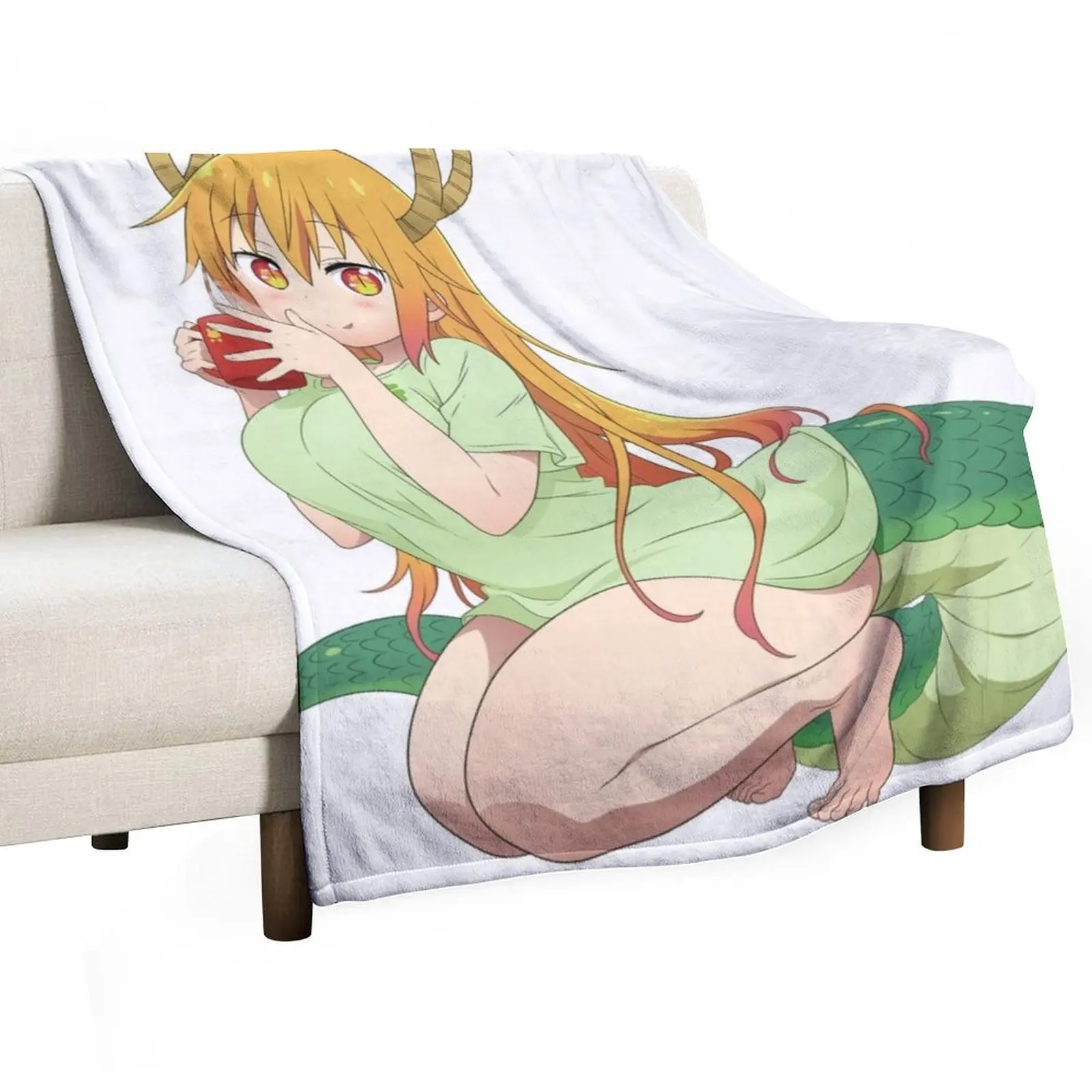 

Tohru drinking Throw Blanket manga Tourist Hairy Bed Fashionable Blankets