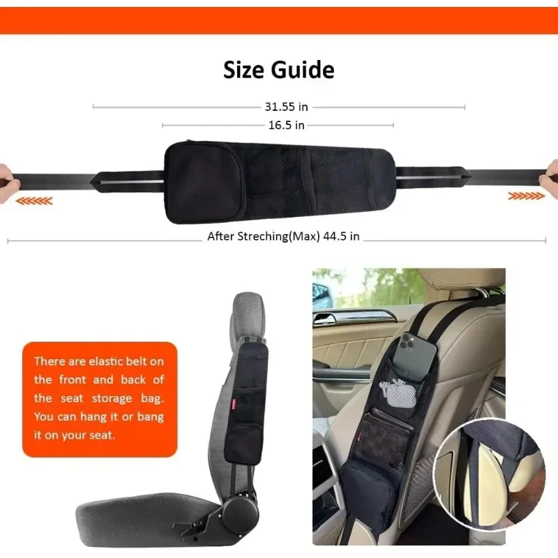 Seat Side Organizer for Cars SUV & Truck New Stuff Holder with Mesh Pocket Auto Storage Hanging Bag Phones Drink wallet arrange