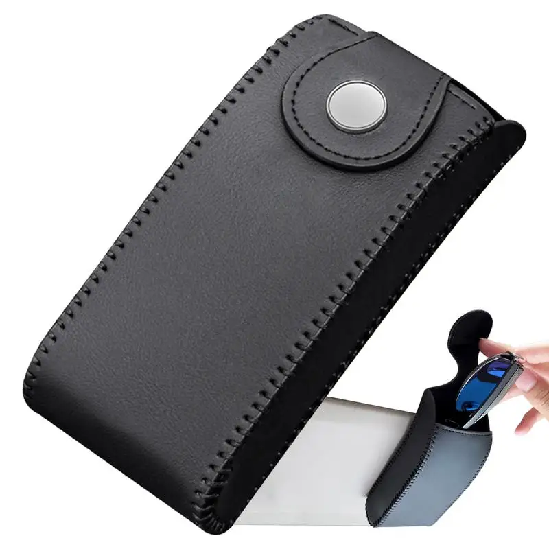 Glasses Case For Truck Visor Sunglasses Holder Clip Non-destructive Installation Auto Small Items Storage Box Faux Leather