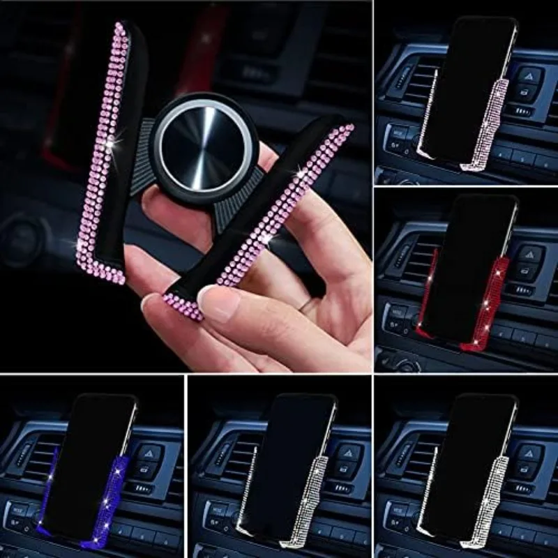 

1PCS Woman Diamond Auto Phone Bracket Interior Accessories Crystal Car Phone Holder Car Air Vent Mount Clip Mobile Phone Holder