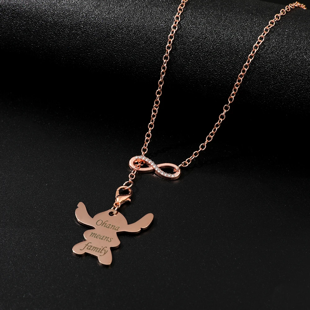 ديزني الكرتون غرزة رسائل أوهها يعني الأسرة قلادة قلادة بسيطة وعصرية المرأة اكسسوارات الهدايا