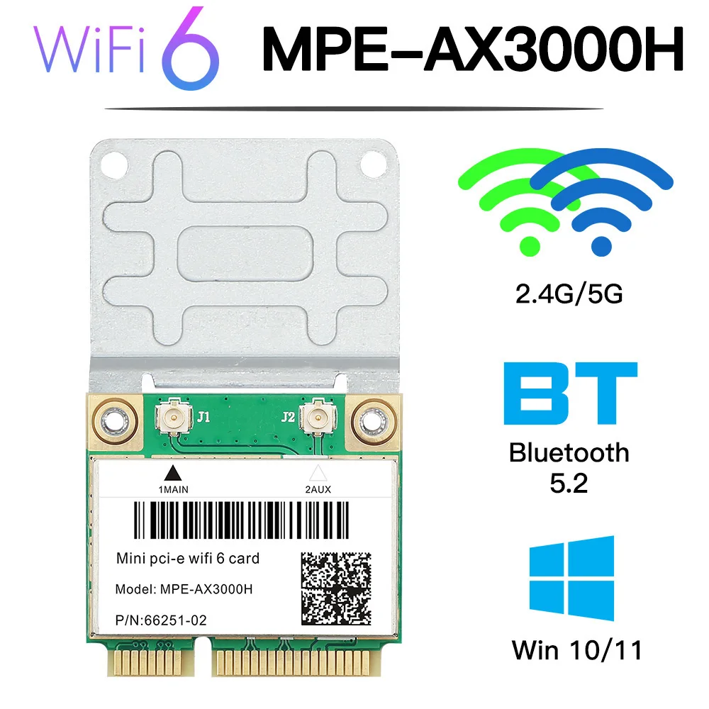 Scheda WiFi 6E AX210 Con Bluetooth – Per PC, M.2 NGFF, Antenna 10dBi, 1000Mbps