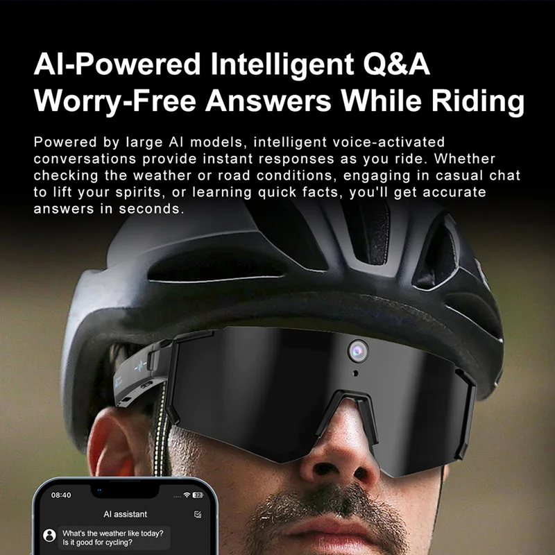 2026 New M95 HD 800W-Pixel Photo and Video Sports AI Glasses with Camera Bluetooth and Sun Protection for Outdoor Cycling image 5