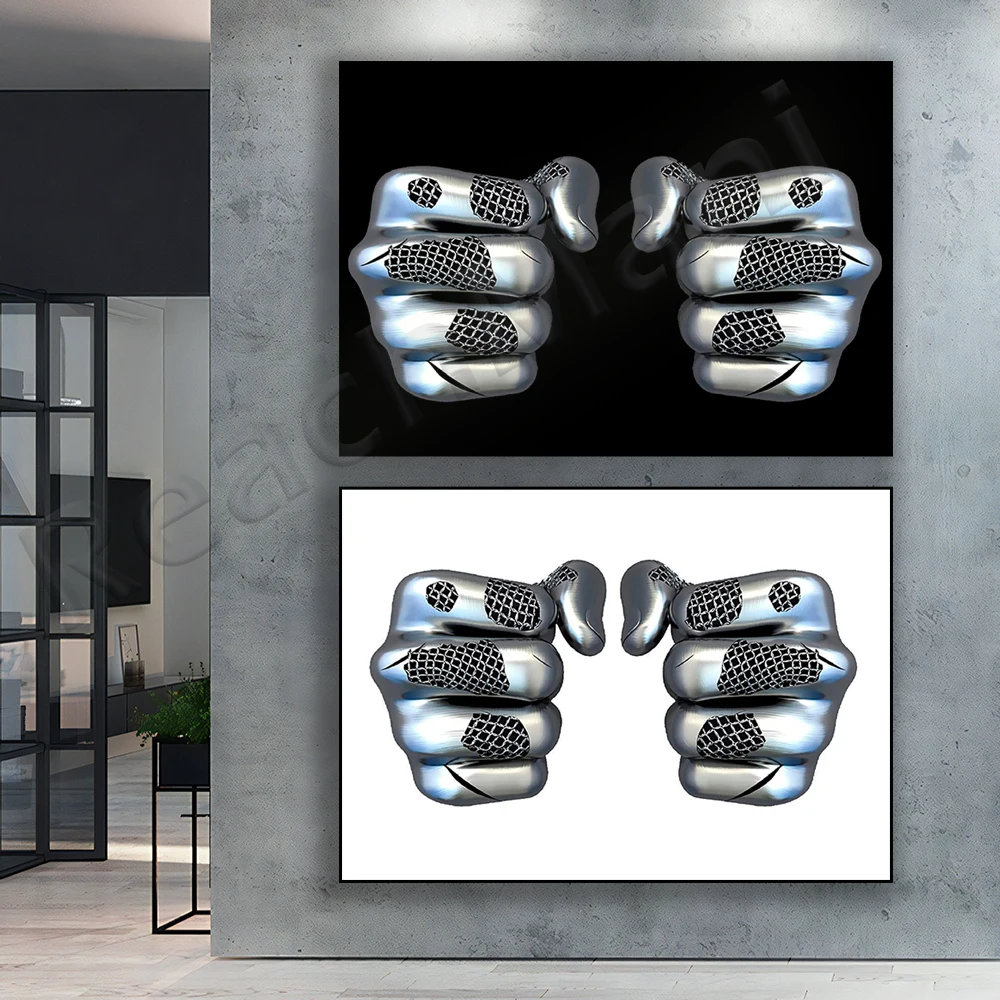 Two Punch Silver Art Canvas Painting Wall Art Statue Pictures Posters and Prints Quadro for Living Room Home Decor