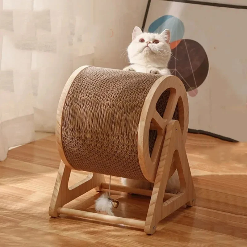 Solid Wood Training Cats Frame Big Climbing Wheel Treadmill Interactive Cat Toy Tracks Games Pet Supplies