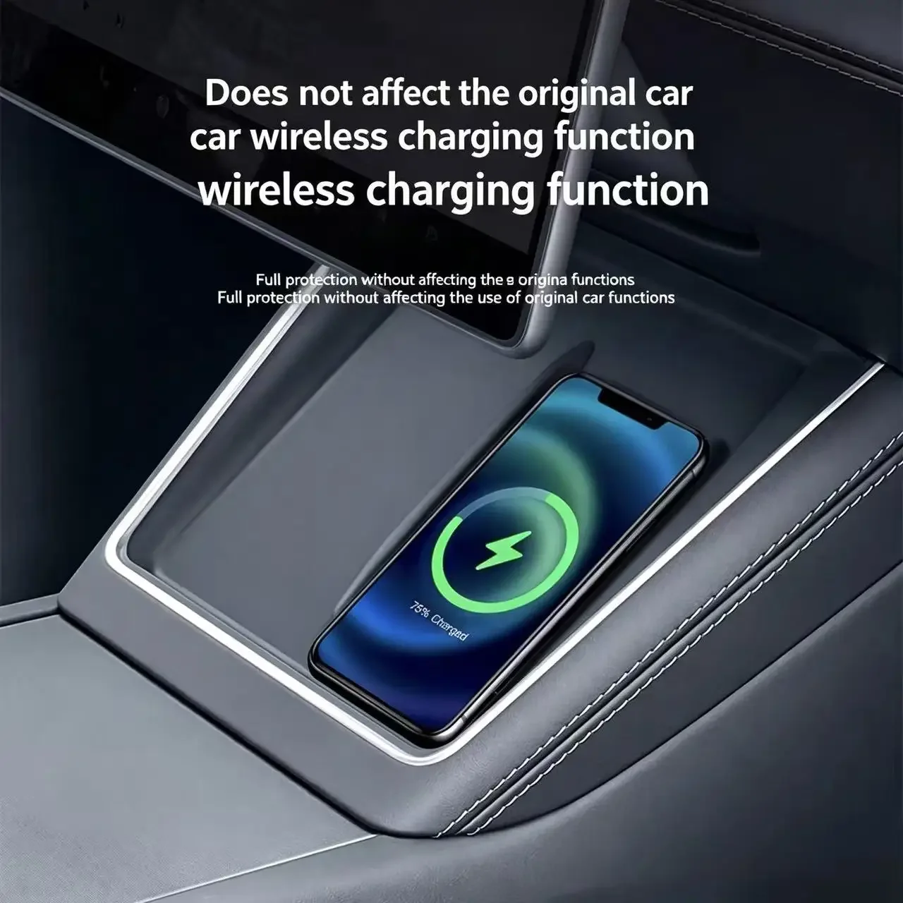 For Refreshed Tesla Model Y/3 Central Control Wireless Charging Silicone Pad Non-slip YL Modification Accessories