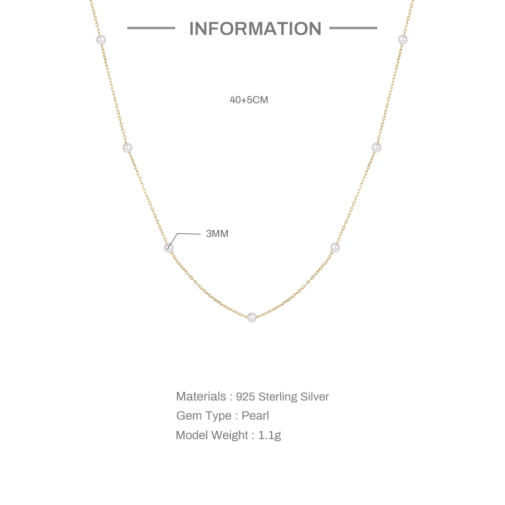 CANNER-collar de clavícula apilada de perlas para mujer, cadena larga de Plata de Ley 925, regalos para mujer, venta al por mayor